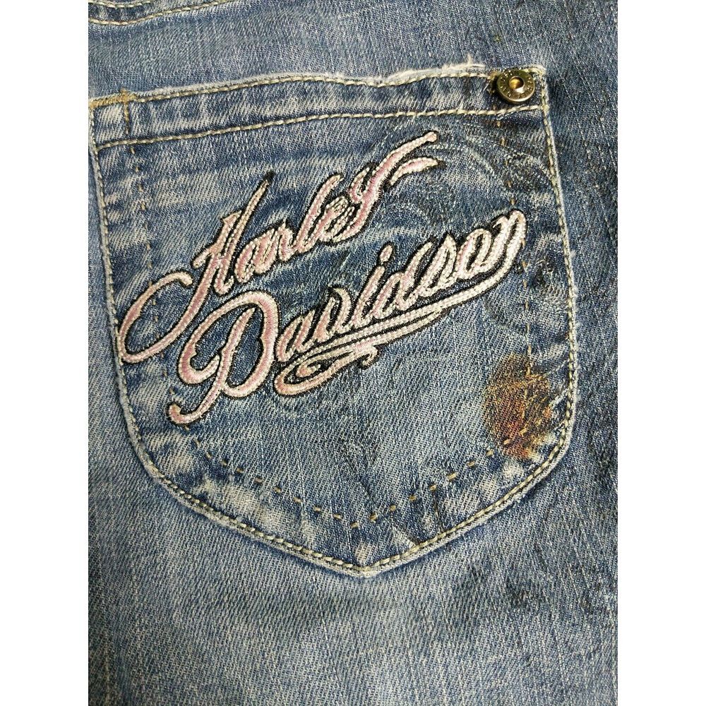 Harley-Davidson Blue Boot Cut Jeans with Classic Distressing - Picture 10 of 10